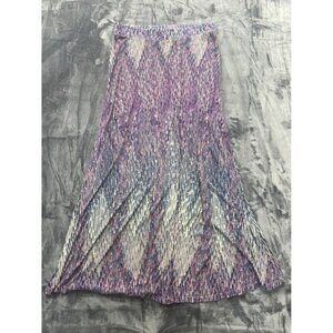 Lane Bryant Maxi Skirt Womens 14/16 Purple Blue Abstract Print Elastic Waist